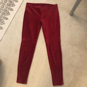 Corduroy, leggings in deep red color